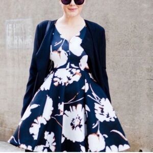 Anthropologie Black and White Floral Dress